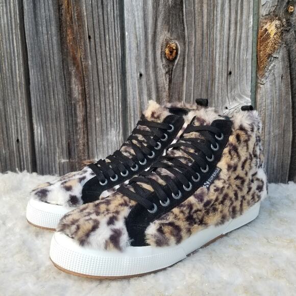 Faux Fur Fuzzy HighTops Size 10 Cheetah Animal Leopard Superga x Jocelyn EUC - Picture 3 of 14